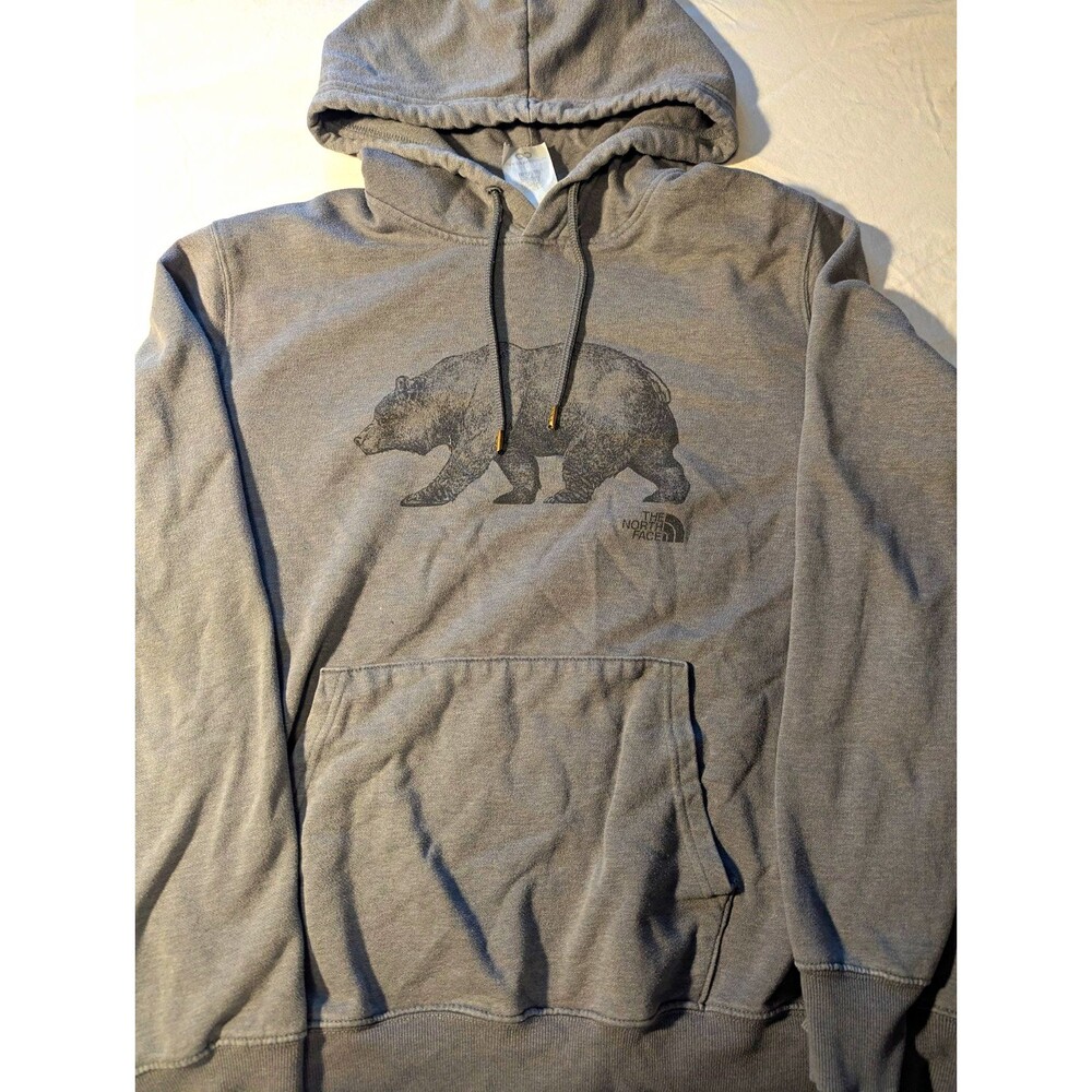 The North Face Design Gray Bear Graphic Fleece Hoodie Men's XL (Pilling)